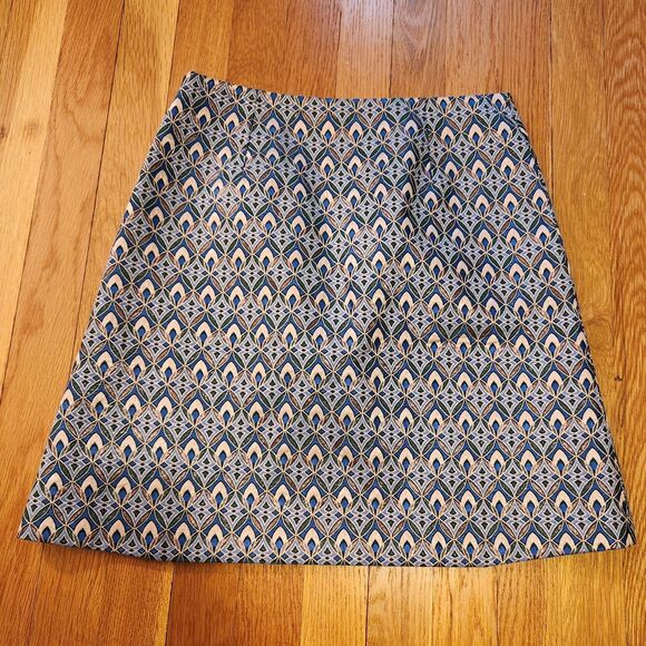 NWOT Maje Blue Pink Green Geometric Print Patch Pocket A-Line Mini Skirt Sz 38/6 - Picture 6 of 12